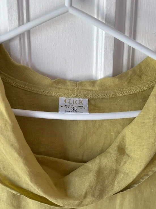 Women’s Click Colour Me Cotton 100% Linen Cowl Neck 3/4 sleeve Tunic Blouse - Picture 4 of 11